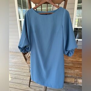 Banana Republic Sheath Dress Dusty Blue Balloon Sleeves Size 4